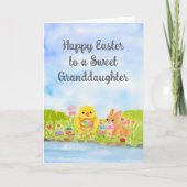 Granddaughter Happy Easter Baby Chick Easter Bunny Kaart (Voorkant)