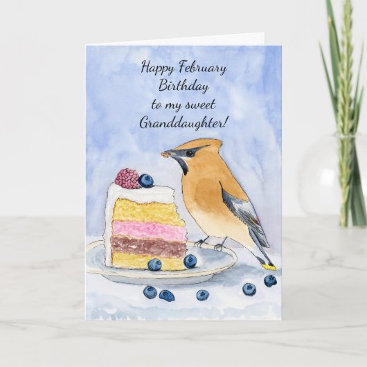 Granddaughter Happy February Birthday Bird Kaart (Voorkant)