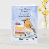 Granddaughter Happy February Birthday Bird Kaart (Gele Bloem)