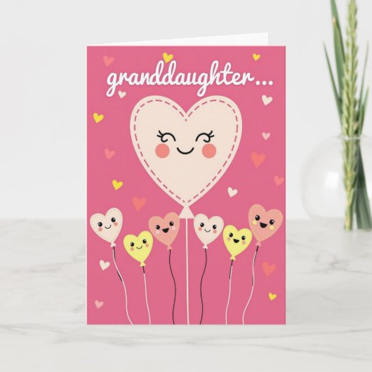 Granddaughter Happy Heart Balloon Card Kaart (Voorkant)