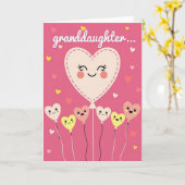 Granddaughter Happy Heart Balloon Card Kaart (Gele Bloem)
