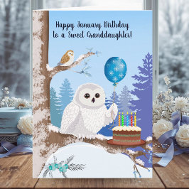 Granddaughter Happy January Birthday Snowy Owl Kaart