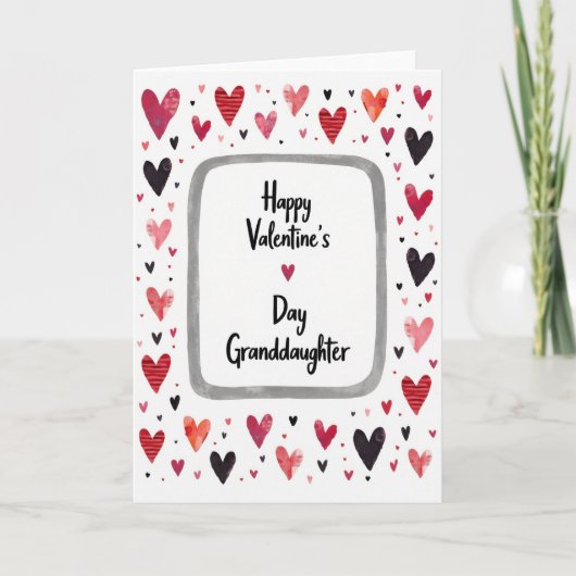 Granddaughter Hearts Valentines Day Card Kaart (Voorkant)