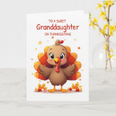 Granddaughter Thanksgiving Sweet Candy Corn Turkey Kaart (Gele Bloem)