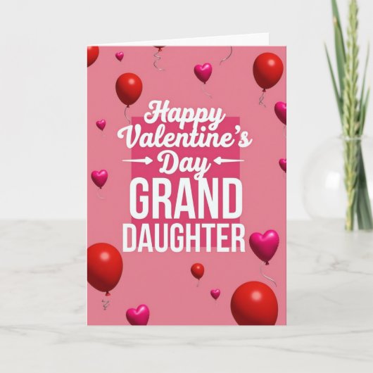 Granddaughter Valentines Balloon Card Kaart (Voorkant)