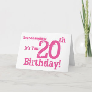 Granddaughter's 20th birthday in pink. kaart