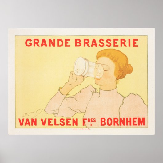 Grande Brasserie Belgium Beer Brewery Old Advert Poster (Voorkant)
