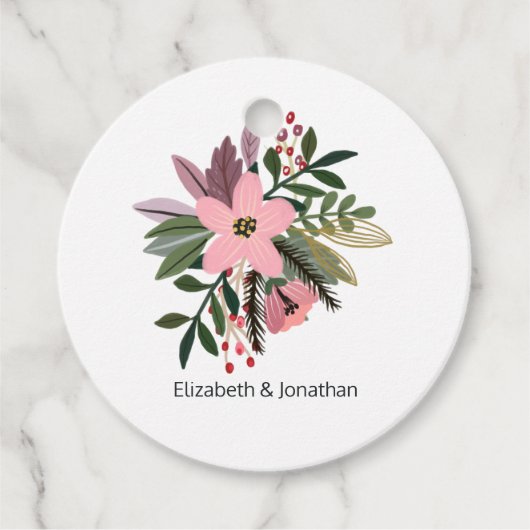 Grandeur Plum Pink, Black en Gold Party Bedankjes Labels (Voorkant)