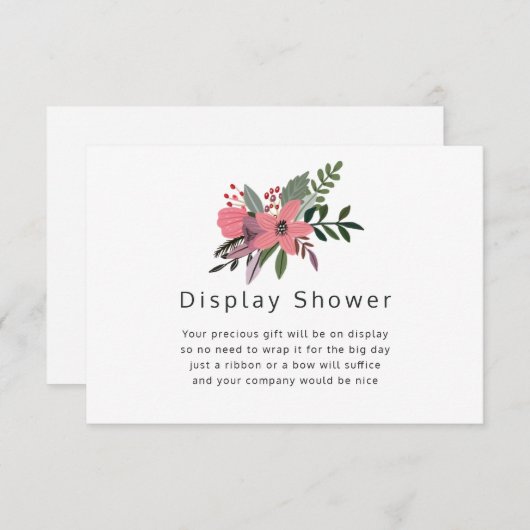 Grandeur Pruim & Roze Bloemen Bruids Display Douch Informatiekaartje (Voorkant / Achterkant)