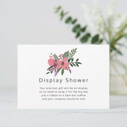 Grandeur Pruim & Roze Bloemen Bruids Display Douch Informatiekaartje (Staand voorkant)