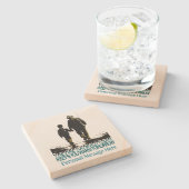 Grandfather and Grandson Headed for Fishing Stenen Onderzetter (Zijkant)