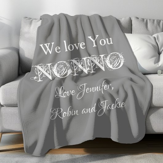 Grandfather NONNO Custom Names Modern Cute Fleece Deken