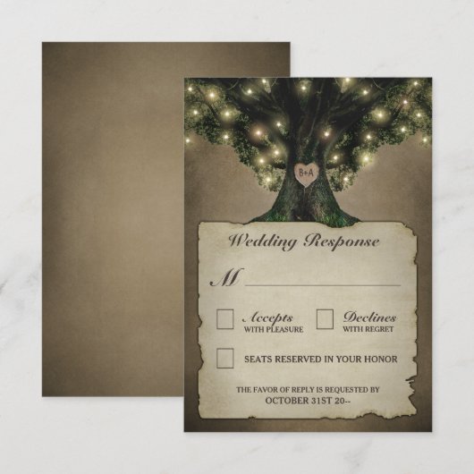  Grandfather Oak Tree Weddenschap RSVP-kaarten RSVP Kaartje (Voorkant / Achterkant)