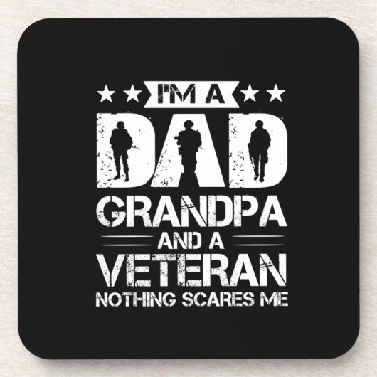 Grandfather Quotes | Ik ben vader en veteraan Bier Onderzetter (Voorkant)