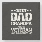 Grandfather Quotes | Ik ben vader en veteraan Stenen Onderzetter (Voorkant)
