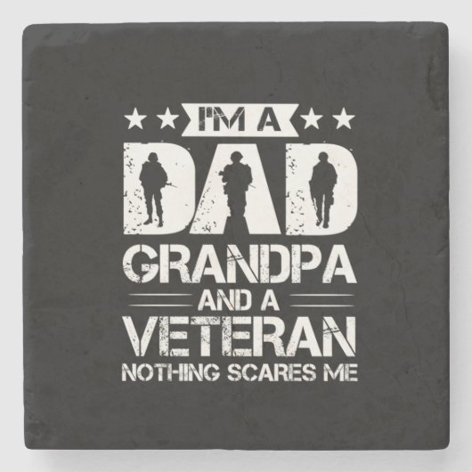 Grandfather Quotes | Ik ben vader en veteraan Stenen Onderzetter (Voorkant)