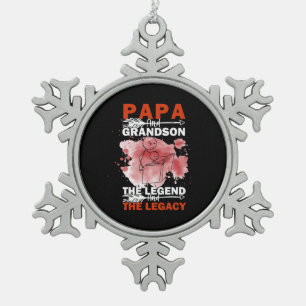 Grandfather Quotes Papa en Grandson Tin Sneeuwvlok Ornament