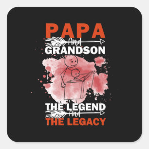 Grandfather Quotes Papa en Grandson Vierkante Sticker