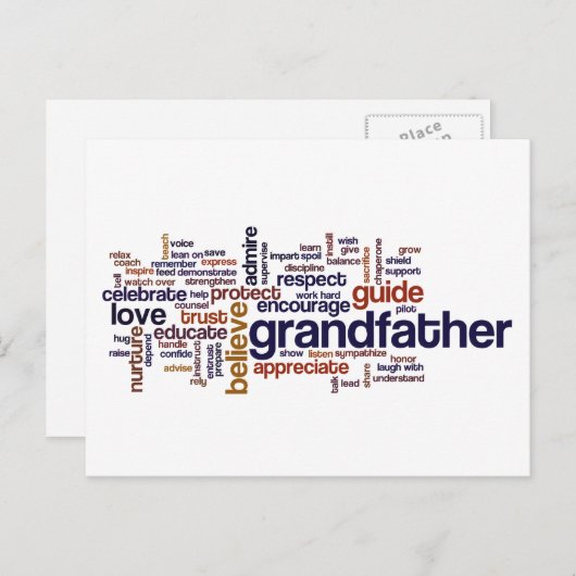 Grandfather Word Cloud Briefkaart (Voorkant / Achterkant)