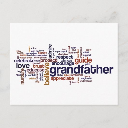 Grandfather Word Cloud Briefkaart (Voorkant)