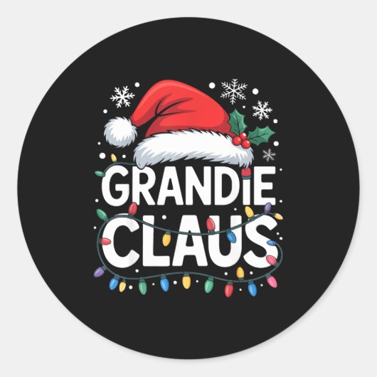Grandie Claus Matching Family Christmas Holiday Pa Ronde Sticker (Voorkant)