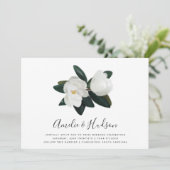 Grandiflora | Witte Magnolia bruiloft uitnodiging (Staand voorkant)