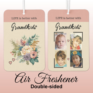 Grandkids 4 foto bloemenhartjes roze luchtverfrisser