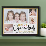 Grandkids Great Grandparents Life Quote 4 Photo Imitatie Canvas Print<br><div class="desc">A modern photo collage gift for grandparents with a sentimental quote "Grandkids make life grand".Personalize with 4 pictures and grandchildren names to make it a memorable gift for Christmas mother's day, grandparents's day,  and birthday..</div>