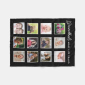 Grandkids Make Life Grand 12 Photo Collage Black Fleece Deken (Voorkant (Horizontaal))