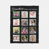 Grandkids Make Life Grand 12 Photo Collage Black Fleece Deken (Voorkant)