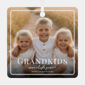 Grandkids Make Life Grand Grandparent 2 Photo Metalen Ornament (Voorkant)