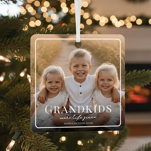 Grandkids Make Life Grand Grandparent 2 Photo Metalen Ornament