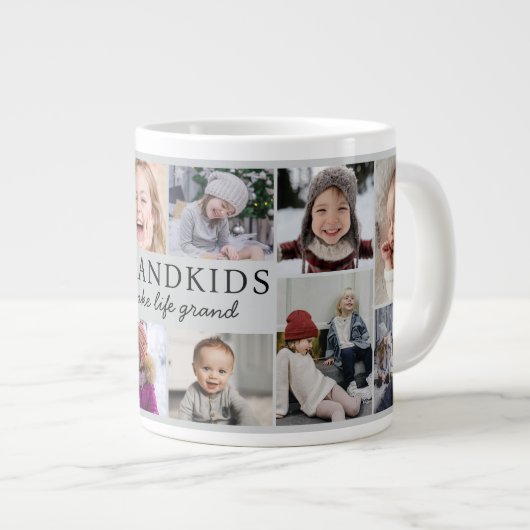 Grandkids Make Life Grand Photo Collage Keepsake Grote Koffiekop (Voorkant rechts)