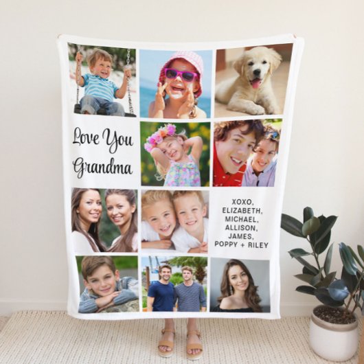 Grandma 10 Photo Collage Fleece Deken