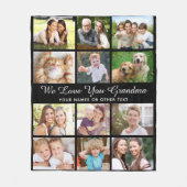 Grandma 12 Photo Collage Black Fleece Deken (Voorkant)