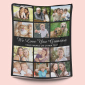 Grandma 12 Photo Collage Black Fleece Deken