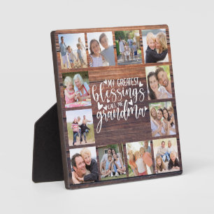 Grandma 12 Photo Collage Rustic Fotoplaat