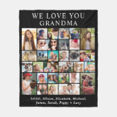 Grandma 30 Photo Collage Black Fleece Deken (Voorkant)