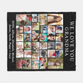 Grandma 30 Photo Collage Black Fleece Deken (Voorkant (Horizontaal))