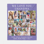 Grandma 30 Photo Collage Paars Fleece Deken (Voorkant)