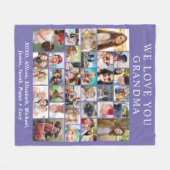 Grandma 30 Photo Collage Paars Fleece Deken (Voorkant (Horizontaal))