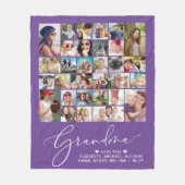 Grandma 30 Photo Collage Paars Fleece Deken (Voorkant)