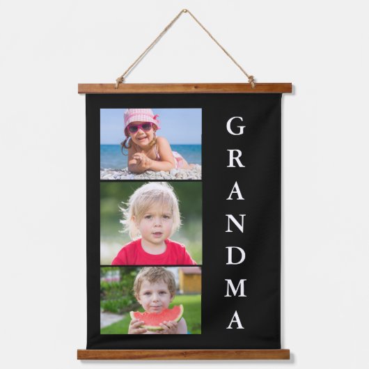 Grandma 3 Photo Collage Hangend Wandkleed (Voorkant)