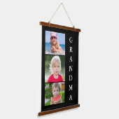 Grandma 3 Photo Collage Hangend Wandkleed (Gebogen)