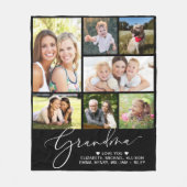 Grandma 7 Photo Collage Black Fleece Deken (Voorkant)