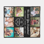 Grandma 8 Photo Collage Black Fleece Deken (Voorkant (Horizontaal))