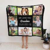 Grandma 8 Photo Collage Black Fleece Deken