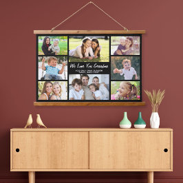 Grandma 8 Photo Collage Black Hangend Wandkleed