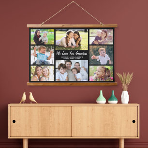 Grandma 8 Photo Collage Black Hangend Wandkleed