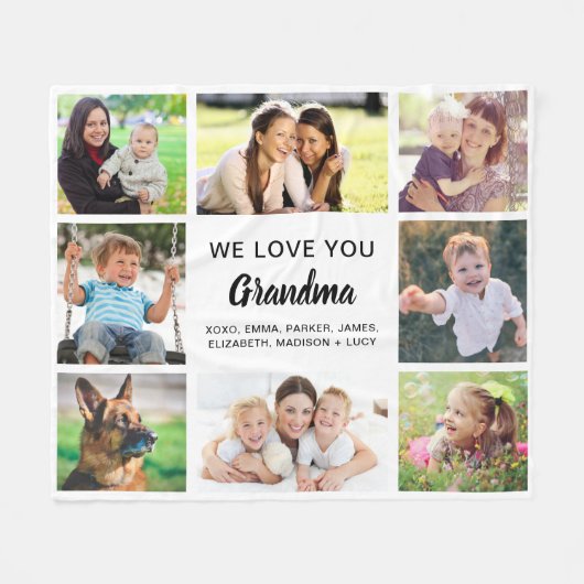 Grandma 8 Photo Collage Fleece Deken (Voorkant (Horizontaal))